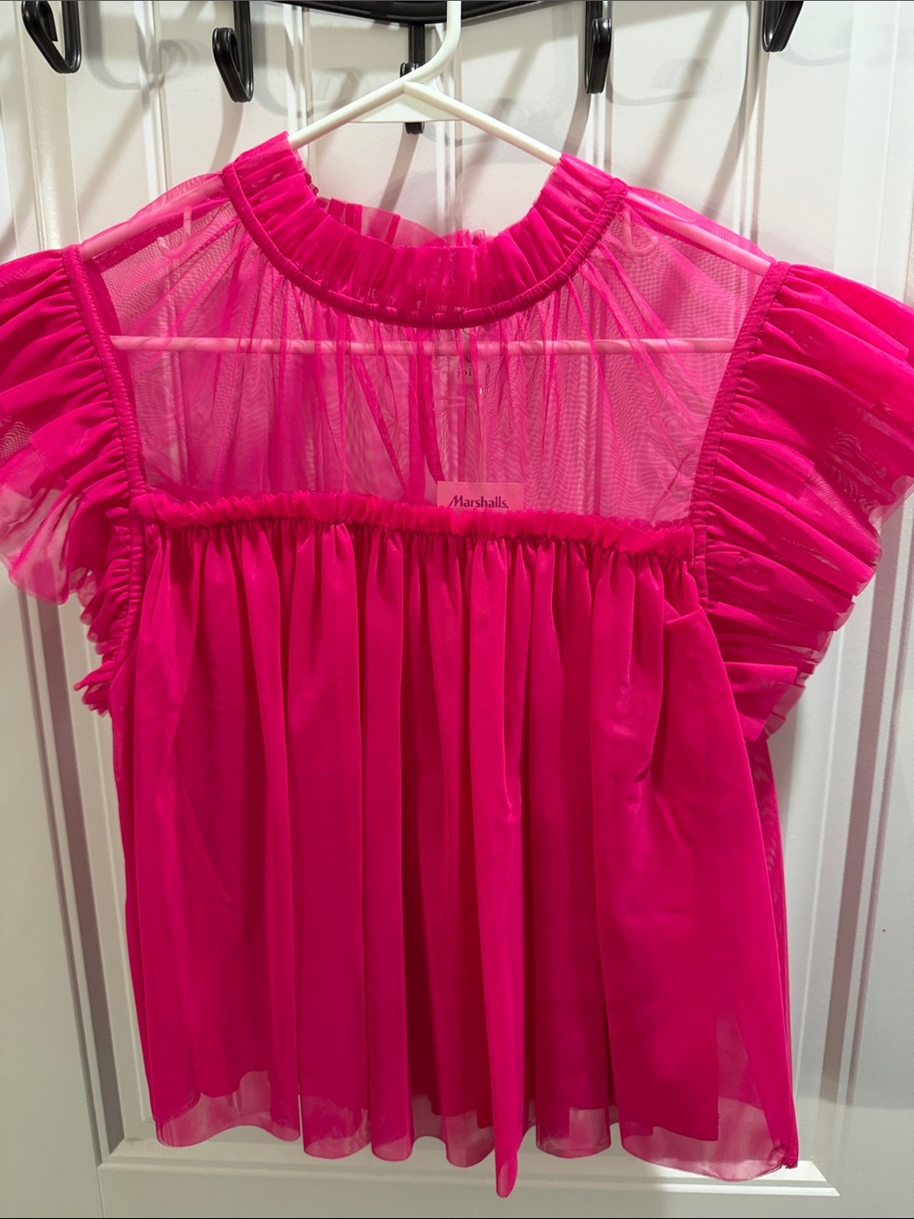 Joie Fuchsia Pink Sheer Ruffled Blouse